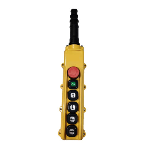 B-83-BR: 6 Button Pendant Station. E-Stop Reset and 4 x 1 Speed Contact Elements