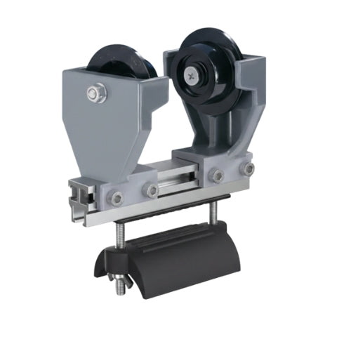 I04PF-116: 2 Wheel Plastic Trolley For Flat Cable 116mm Max Flange Width