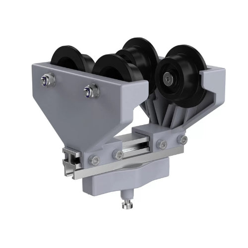 I05PR-206: 4 Wheel Plastic Trolley With Ball Joint 206mm Max Flange Width