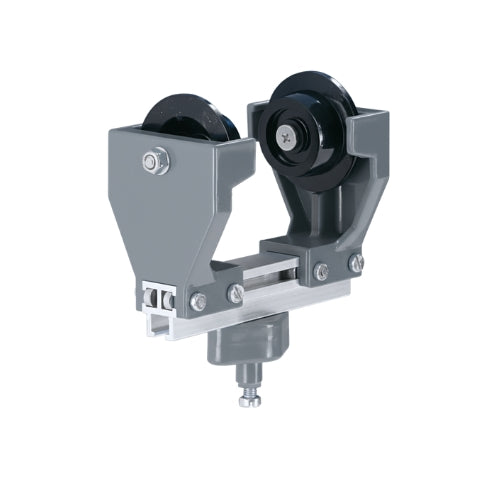 I04PR-81: 2 Wheel Plastic Trolley With Ball Joint 81mm Max Flange Width