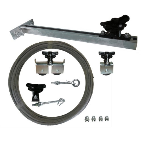 R-WS1: 20 Foot Travel Wheel Trolley Kit for Round Cable (.45"-.91" dia.)