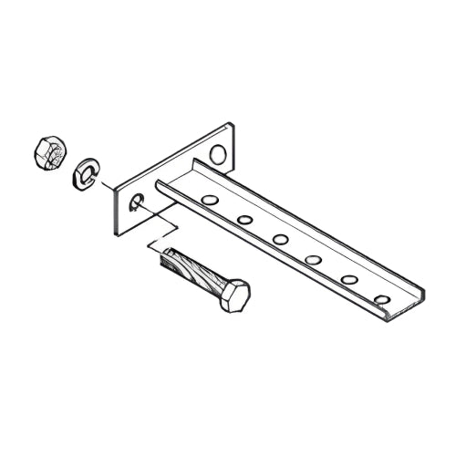 B-100-BRCT10: Steel T Bracket With Mounting Plate - 11 Holes 17.25