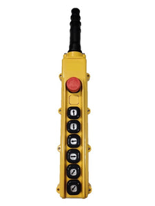 B-84-B: 8 Button Pendant Station. E-Stop and 6 x 1 Speed Contact Elements